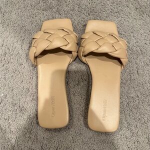 Open Edit - Women's Beige Braided Sandals